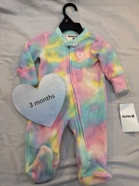 Hurley NWT Pastel Tie-Dye cnvertibel fleece Footie/Sleeper